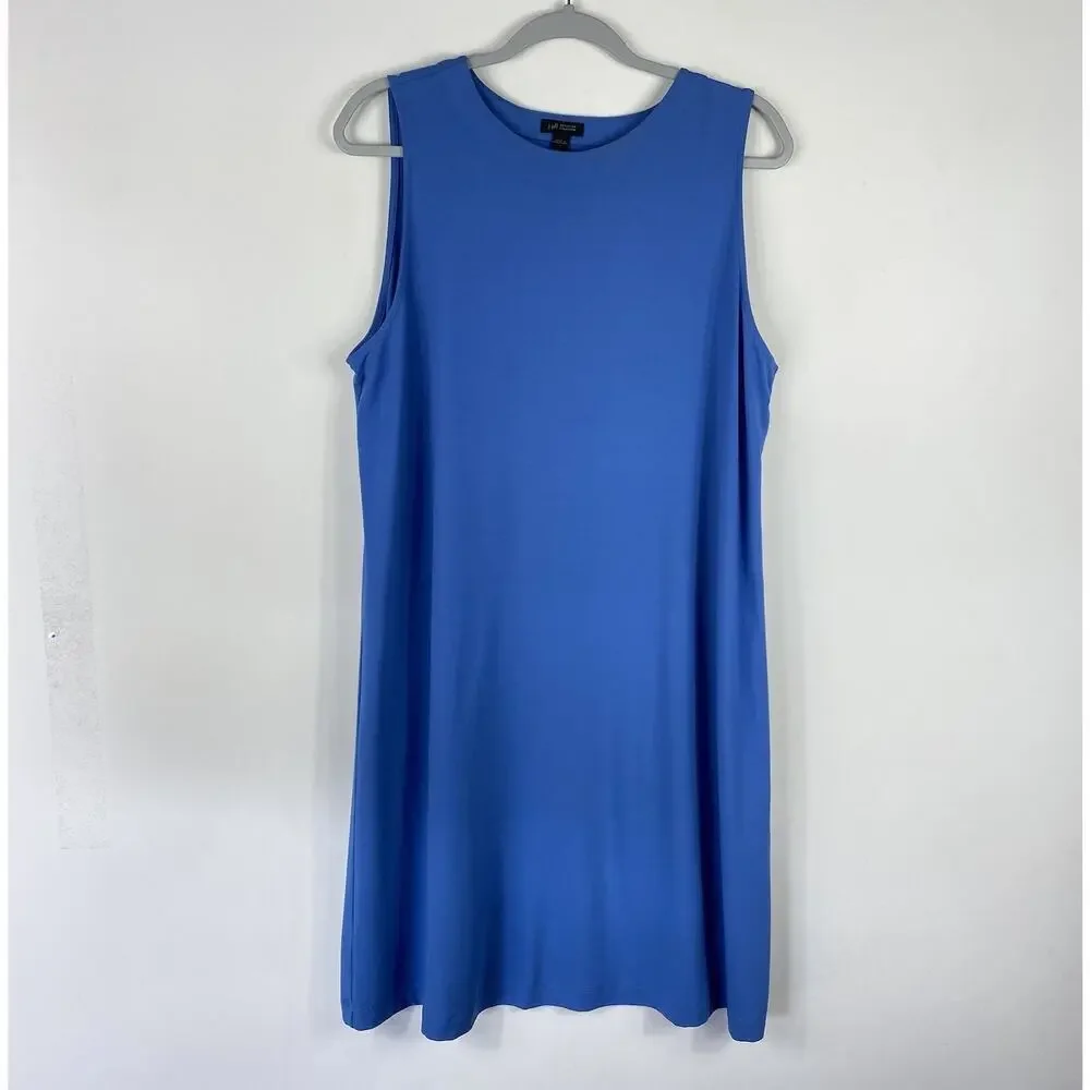J. Jill Dress Large Blue Wearever Sleeveless A-Line Boatneck Stretch Casual - Picture 2 of 7